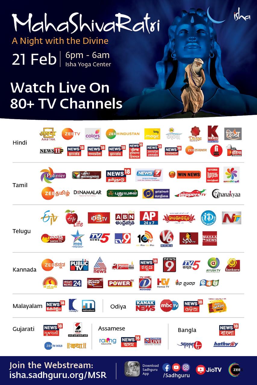 Mahashivaratri 2020 broadcasted to 80+ Channel in india and more abroad.